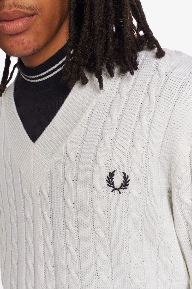 White Fred Perry K3801 Men's Knitwear | PH 1306PJJQ